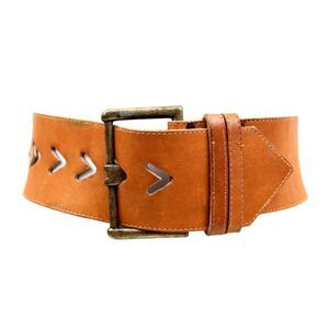 Limited EXPRESS TAN BROWN GENUINE LEATHER 2.75"Wd CORSET WOMEN'S BELT Sz S (A10